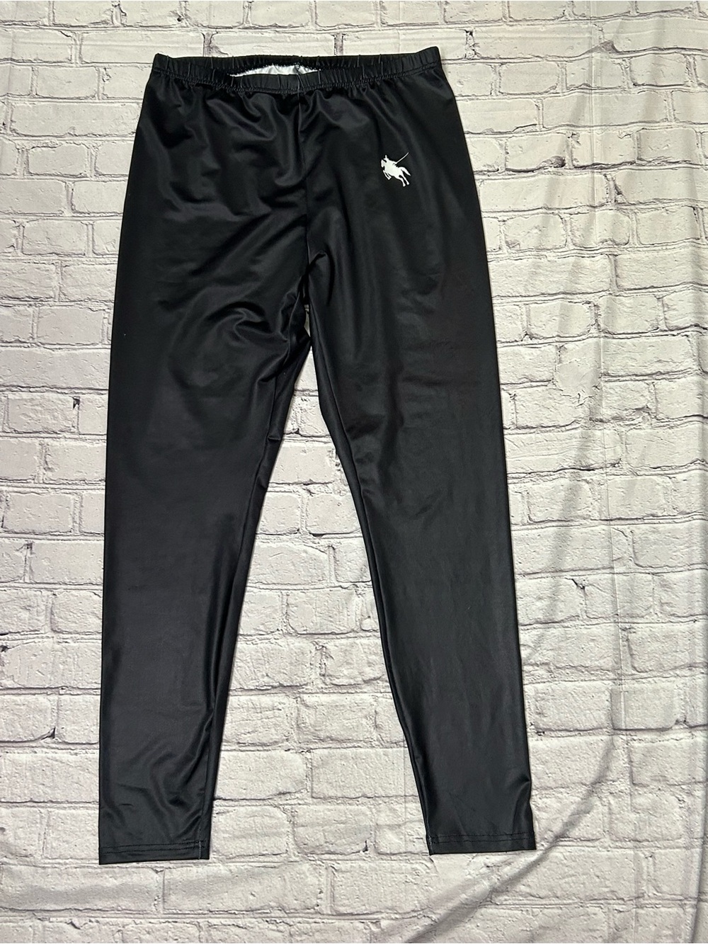 SHEIN Black Active Leggings with White Logo Accent